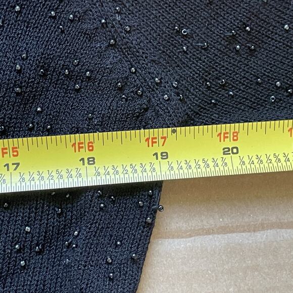 Y2K DKNY Jeans Beaded Cardigan Sweater Black Button Front Oversized M Vamp Glam - Picture 6 of 9